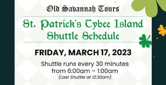 PRESS RELEASE: Old Savannah Tours Announces 2023 St. Patrick’s Day Shuttle Service